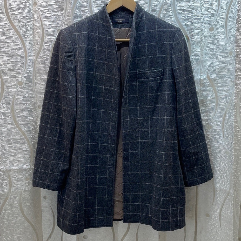Westchester‎ Sport Women's Plaid Blazer Jacket Size 14 Gray Wool Blend